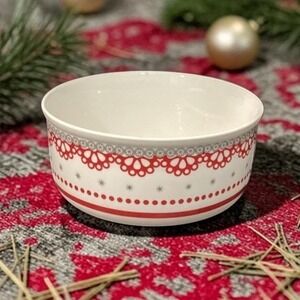 Grace Tea Ware Cereal Bowl, Vintage‎ Inspired Red & Gray Soup Dish, Dinnerware